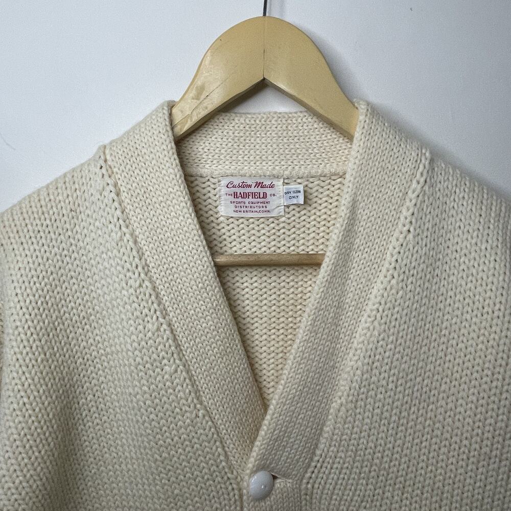 VTG 60s Letterman Cream Cardigan Varsity Letter Sweater Track Running Champs 42 - Picture 4 of 16